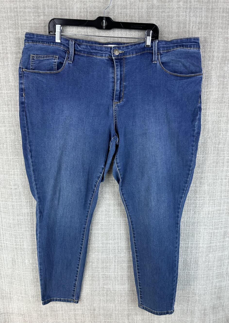 Ava & Viv Jeans Womens 22W Blue Tapered Mid-Rise Medium Wash Pockets Stretch